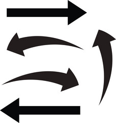 Poster - Collection of five black arrows pointing in different directions isolated on transparent background