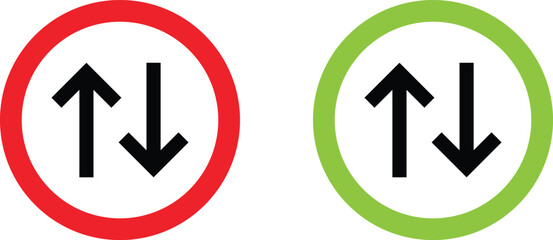 Poster - Two directional arrows one red and one green isolated on transparent background