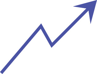 Poster - Blue upward trending line graph arrow showing progress and growth isolated on transparent background