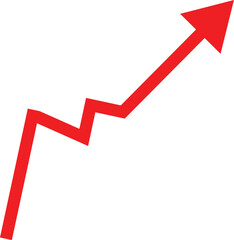 Poster - Red jagged upward trending arrow isolated on transparent background