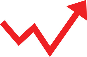 Poster - Red jagged line graph showing upward trend and growth isolated on transparent background