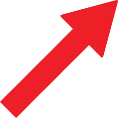 Poster - A bold red arrow pointing upwards and to the right isolated on transparent background