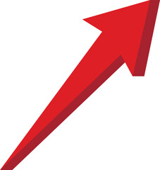Poster - Red 3d arrow pointing upwards isolated on transparent background
