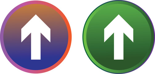 Poster - Two circular icons with white upward arrows isolated on transparent background