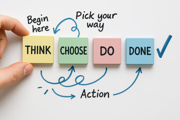 Poster - Strategic decision-making begins with thoughtful consideration and choosing a path that leads to effective action and completion