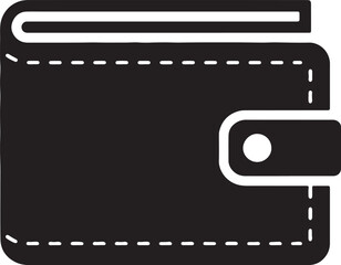 Aufkleber - Simple black and white illustration of a closed leather wallet with button fastening