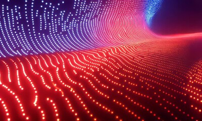Poster - 
Abstract background with colorful neon wavy lines, glowing stripes on a black backdrop. Digital art of multicolored waves in motion. High resolution.