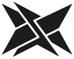 Poster - Abstract geometric black silhouette design featuring intersecting triangular vector shapes