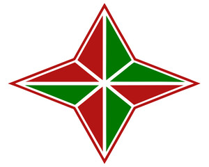 Aufkleber - Geometric star emblem with red and green sections suitable for various design elements