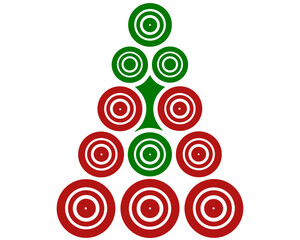 Poster - Abstract geometric christmas tree design composed of concentric red and green circles