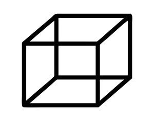 Aufkleber - Black silhouette vector illustration depicting a simple 3d cube wireframe structure