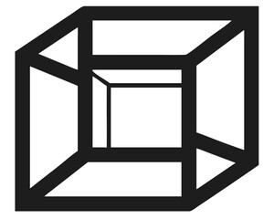 Aufkleber - Simple black wireframe cube silhouette isolated on white background vector graphic
