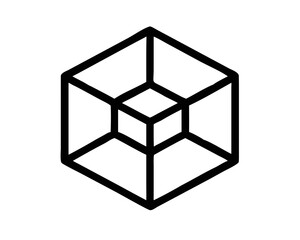 Aufkleber - Simple wireframe 3d cube silhouette design with transparent background for creative concepts