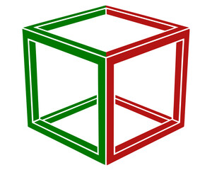 Poster - Two tone impossible cube illusion vector graphics for design concepts and visual communication