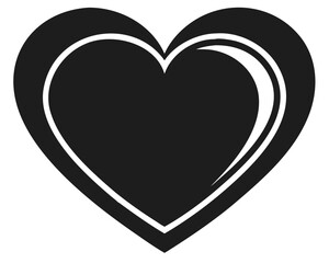 Aufkleber - Elegant black heart outline silhouette vector design with subtle inner details