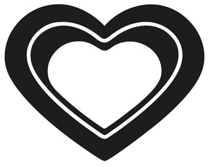 Poster - Elegant black heart outline silhouette design in modern three layered structure