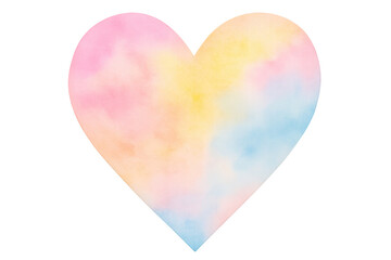 Poster - Soft watercolor heart painting expressing tender emotions, delicate pastel hues radiating romantic sentiments against transparent backdrop