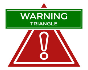 Poster - Warning triangle symbol illustrating an exclamation mark and green sign for design projects