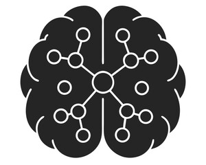 Aufkleber - Abstract brain silhouette design with integrated network representation and connections