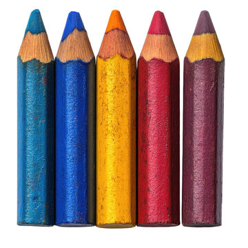 Crayons isolated on transparent background.