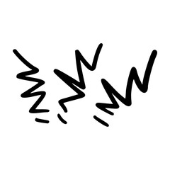 Leinwandbilder - Comic movement lines and expressive shapes with fun graphic effects. Hand-drawn cartoon elements including arrows, marks, and brush strokes. Flat vector illustration isolated on white background.