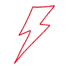 Leinwandbilder - Red Hand-drawn doodle elements lightning, thunderbolt sketchy crayon scribble style with rock vibe. Flat vector illustration isolated on white background.