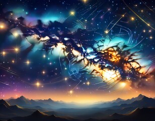 Wall Mural - ethereal constellations and cosmic dust in the night sky starry background