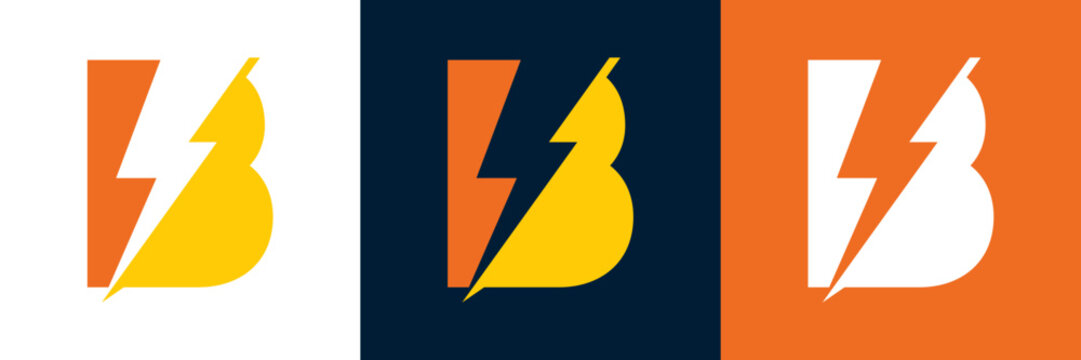 Electricity Letter B Logo Vector Design for Lightning Bolt initials, company, technology and symbol