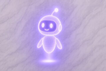 Poster - A cheerful, glowing robot hovers gently above, radiating a sense of playful innovation and futuristic charm. customer support service