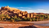 ait ben haddou fortified hill town village kasbah built in earthen clay near ouarzazate in the sub saharan desert morocco