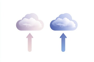 Poster - Two cloud icons with arrows signifying data transfer and storage