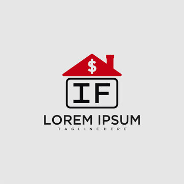 IF initial monogram logo for real estate with creative roof and simple home bussines image design