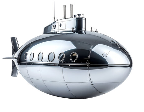 Chrome Submarine 3D Render