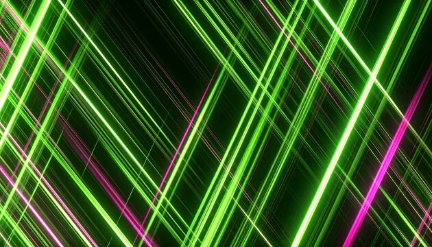 Abstract diagonal lines of vibrant green and magenta