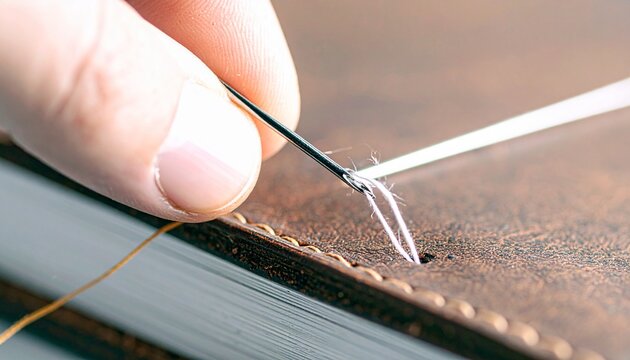 Celebrate International Literacy Day with the art of bookbinding. A needle pierces a book, symbolizing the power of words and knowledge.