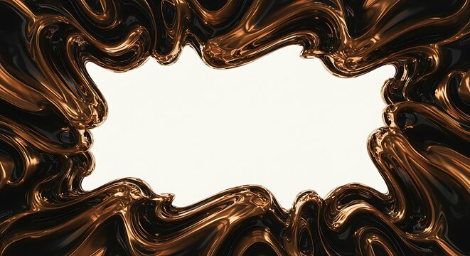 Abstract Flowing Bronze Frame with White Space for Text or Image