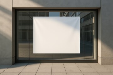 Poster - Modern building facade with a blank canvas, ideal for urban advertising or architectural visualization with minimalist design.