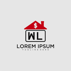 Poster - WL initial monogram logo for real estate with creative roof and simple home bussines image design