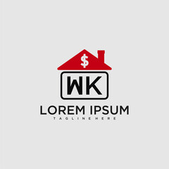 Poster - WK initial monogram logo for real estate with creative roof and simple home bussines image design