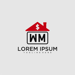 Poster - WM initial monogram logo for real estate with creative roof and simple home bussines image design