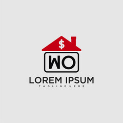 Poster - WO initial monogram logo for real estate with creative roof and simple home bussines image design