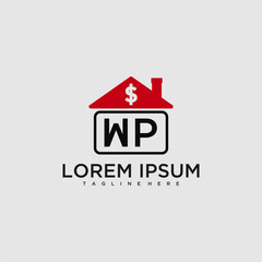 Poster - WP initial monogram logo for real estate with creative roof and simple home bussines image design