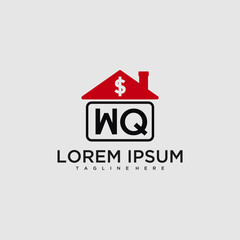 Poster - WQ initial monogram logo for real estate with creative roof and simple home bussines image design
