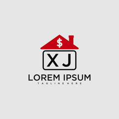 Poster - XJ initial monogram logo for real estate with creative roof and simple home bussines image design