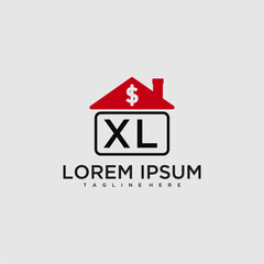 Poster - XL initial monogram logo for real estate with creative roof and simple home bussines image design