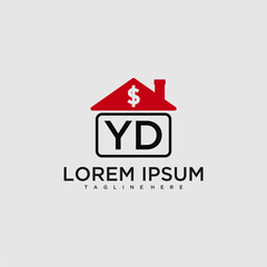 Poster - YD initial monogram logo for real estate with creative roof and simple home bussines image design