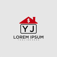 Poster - YJ initial monogram logo for real estate with creative roof and simple home bussines image design