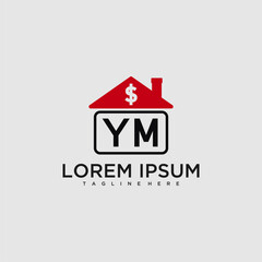 Poster - YM initial monogram logo for real estate with creative roof and simple home bussines image design