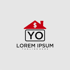 Poster - YO initial monogram logo for real estate with creative roof and simple home bussines image design
