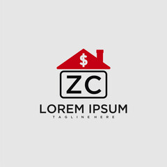 Poster - ZC initial monogram logo for real estate with creative roof and simple home bussines image design